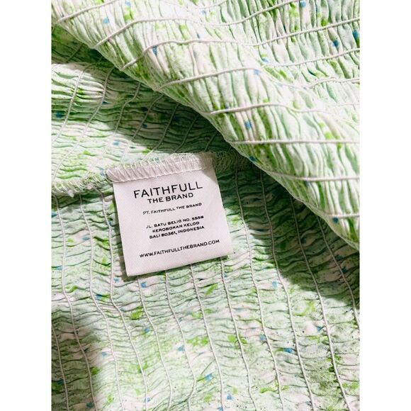 Faithfull the brand dress romantic peasant paper bag floral green casual women L - Picture 5 of 6